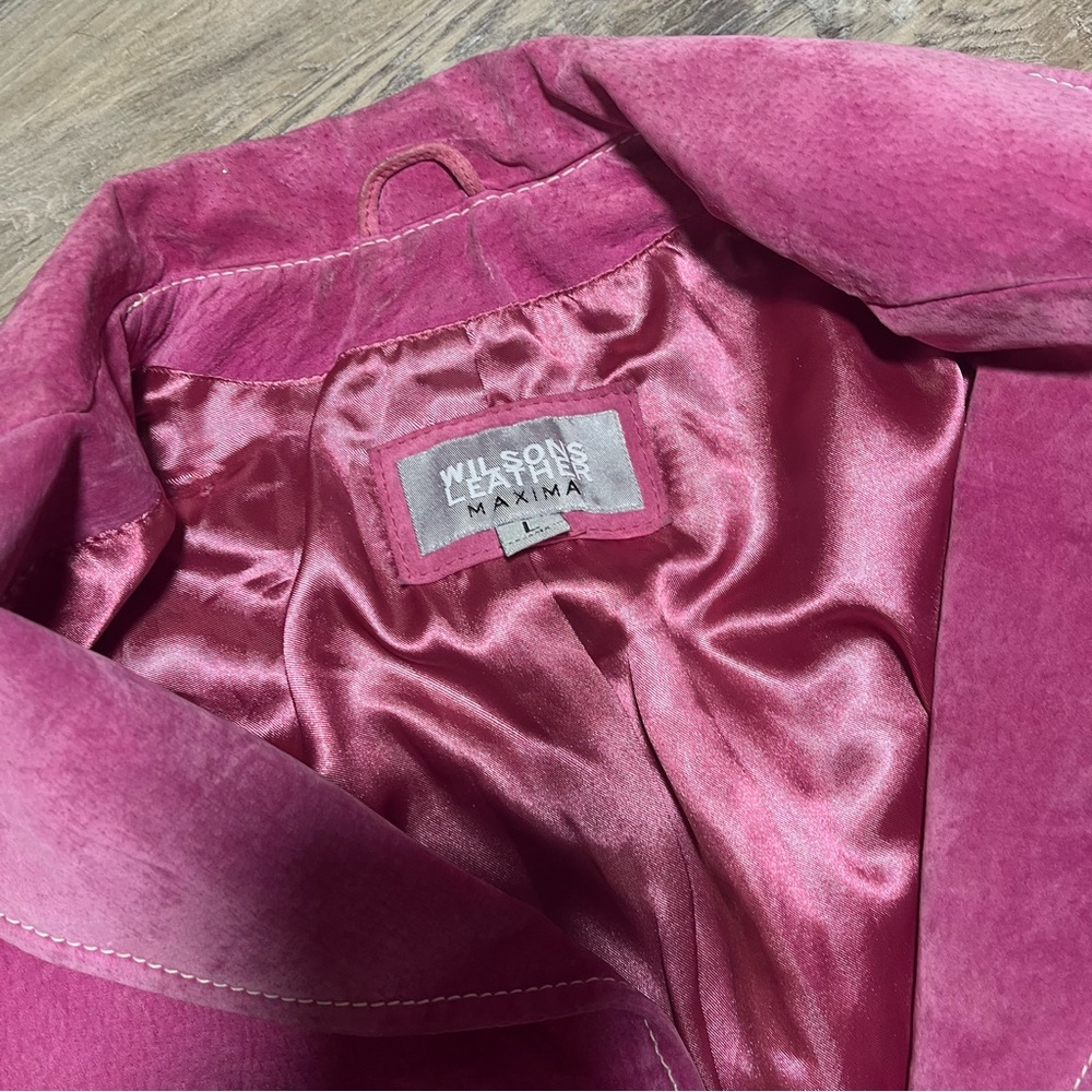 Wilson’s maxima vintage pink leather blazer button jacket large - Picture 3 of 4
